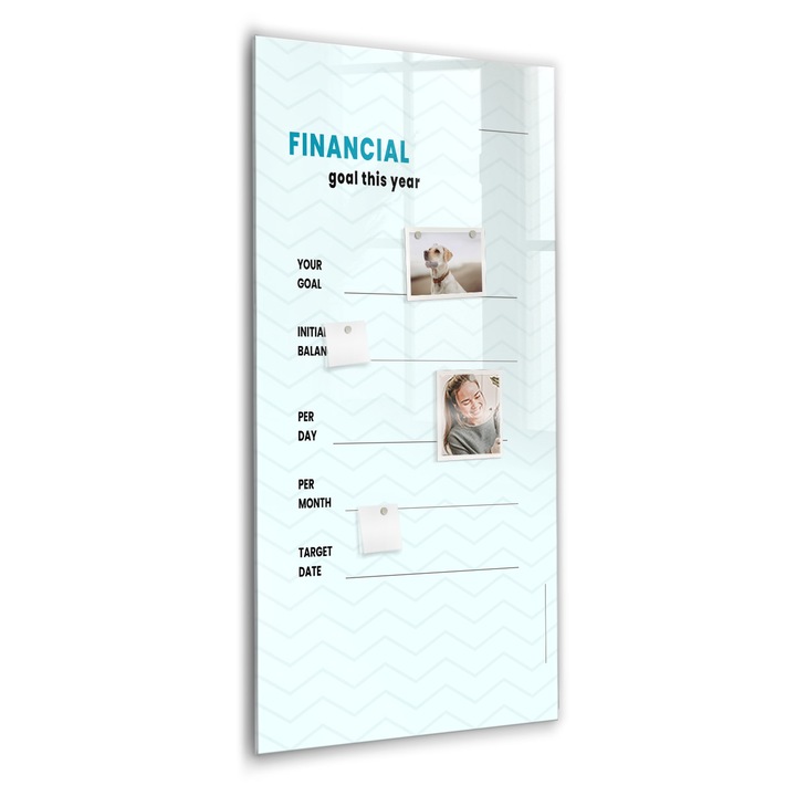 Tabla magnetica, Coloray, Planificator financiar, Albastru, 60 x 120 cm, Magneti, Marker negru, 010640700080300088813