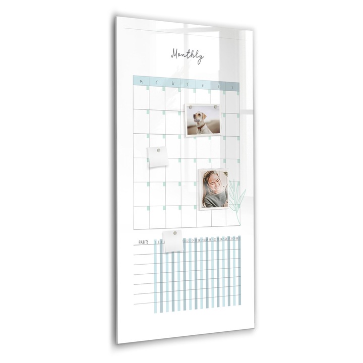 Tabla magnetica, Coloray, Planificator lunar, Alb, 60 x 120 cm, Magneti, Marker negru, 010640700080300088806