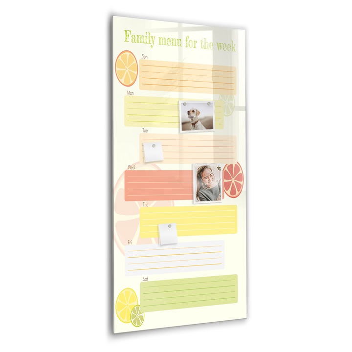 Tabla magnetica, Coloray, Planificator de meniu, Portocaliu, 60 x 120 cm, Magneti, Marker negru, 010640700080300088809