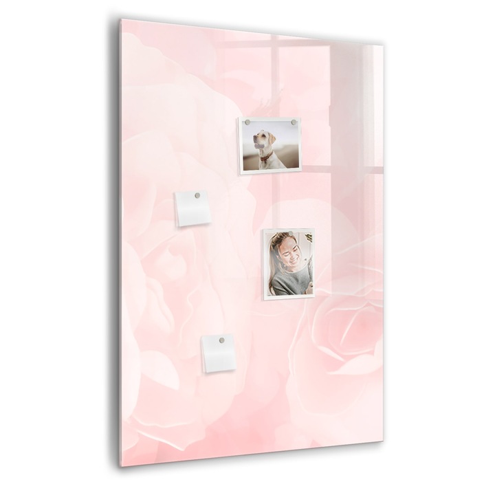 Tabla magnetica, Coloray, Trandafiri de flori, Roz, 70 x 100 cm, Magneti, Marker negru, 010640700080300089020