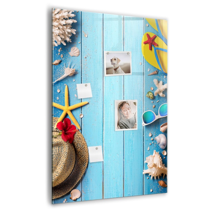 Tabla magnetica, Coloray, Set de plaja, Albastru, 70 x 100 cm, Magneti, Marker negru, 010640700080300260273