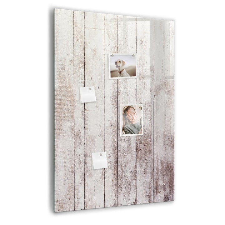 Tabla magnetica, Coloray, Scanduri de lemn, Alb, 70 x 100 cm, Magneti, Marker negru, 010640700080300088794