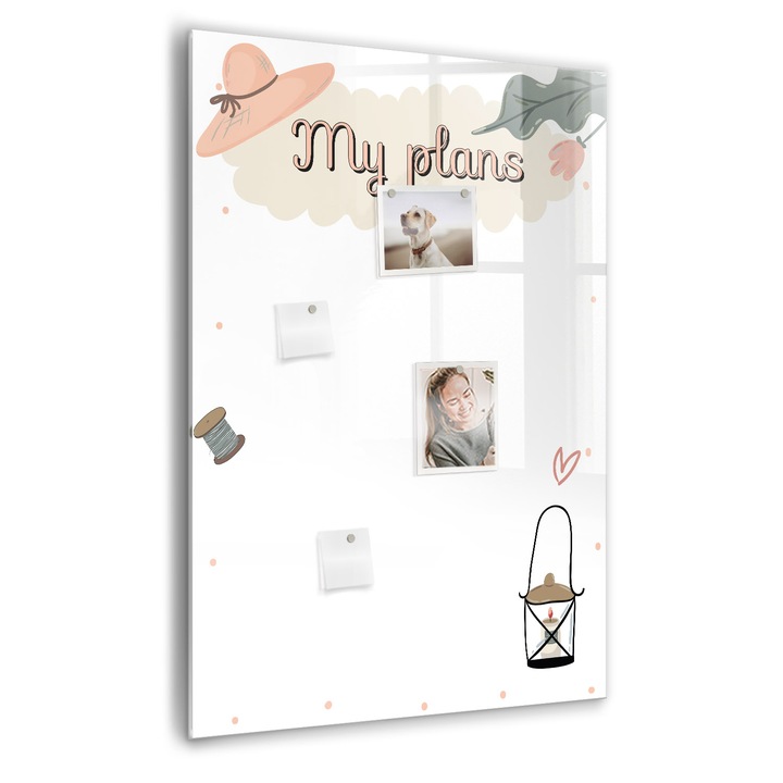 Tabla magnetica, Coloray, Planurile mele, Alb, 70 x 100 cm, Magneti, Marker negru, 010640700080300260292