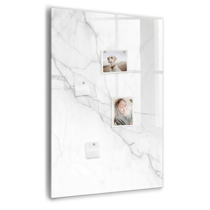 Tabla magnetica, Coloray, Marmura decorativa, Alb, 70 x 100 cm, Magneti, Marker negru, 010640700080300088654