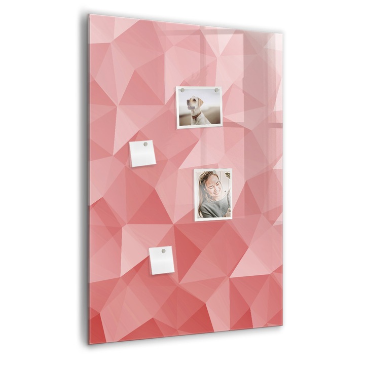 Tabla magnetica, Coloray, Abstractia triunghiurilor, Rosu, 70 x 100 cm, Magneti, Marker negru, 010640700080300088564