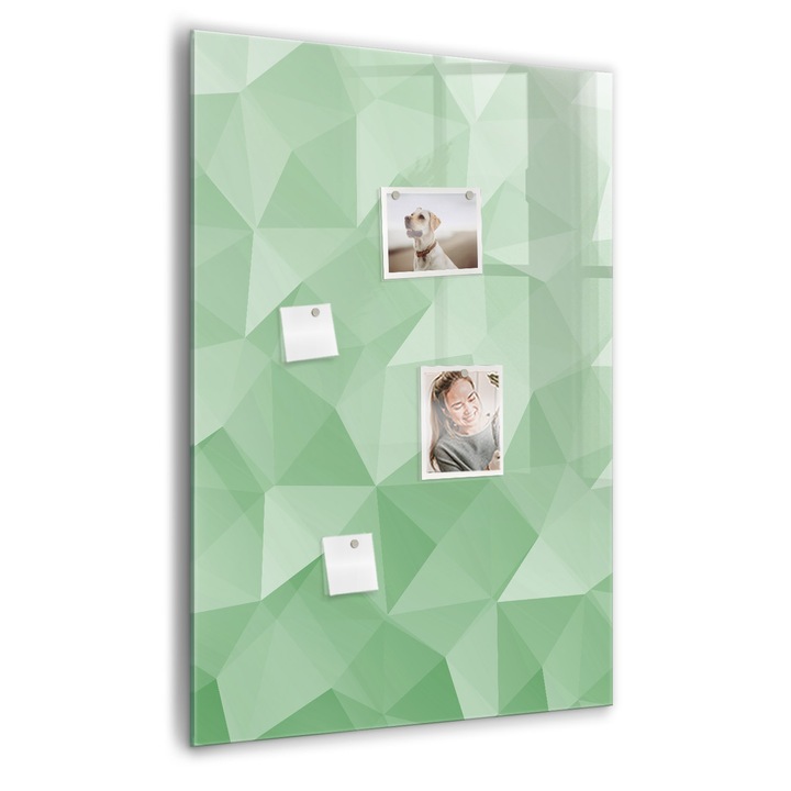 Tabla magnetica, Coloray, Abstractia triunghiurilor, Verde, 70 x 100 cm, Magneti, Marker negru, 010640700080300088563