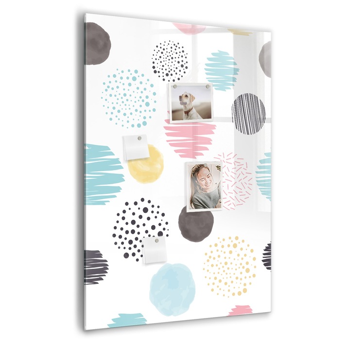 Tabla magnetica, Coloray, Roti colorate, Multicolor, 70 x 100 cm, Magneti, Marker negru, 010640700080300088931