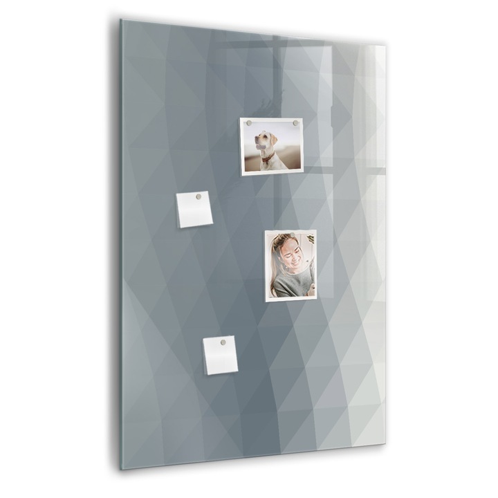 Tabla magnetica, Coloray, Abstractia undelor gri, Gri, 70 x 100 cm, Magneti, Marker negru, 010640700080300088932