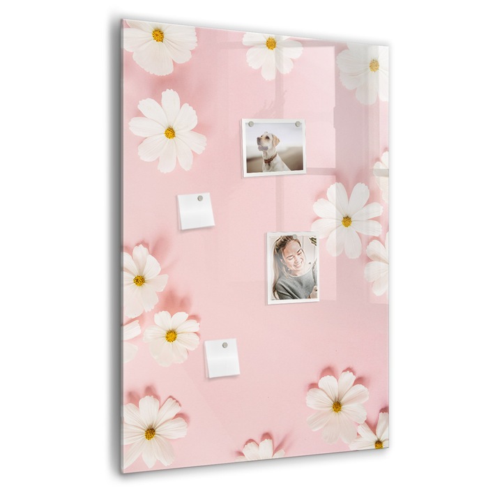 Tabla magnetica, Coloray, Flori Stokrotka, Roz, 70 x 100 cm, Magneti, Marker negru, 010640700080300088937