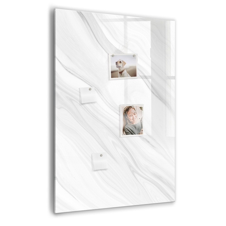 Tabla magnetica, Coloray, Valuri de marmura, Alb, 70 x 100 cm, Magneti, Marker negru, 010640700080300088929