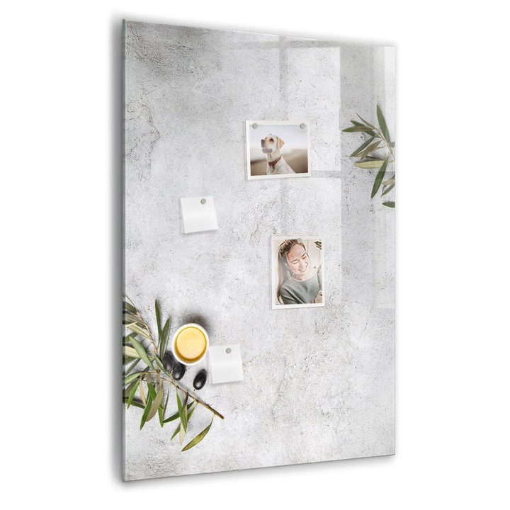 Tabla magnetica, Coloray, Beton si masline, Gri, 70 x 100 cm, Magneti, Marker negru, 010640700080300088915