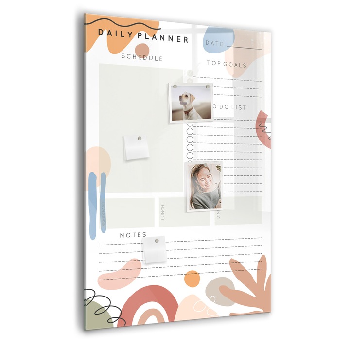 Tabla magnetica, Coloray, Agenda zilnica, Multicolor, 70 x 100 cm, Magneti, Marker negru, 010640700080300260308