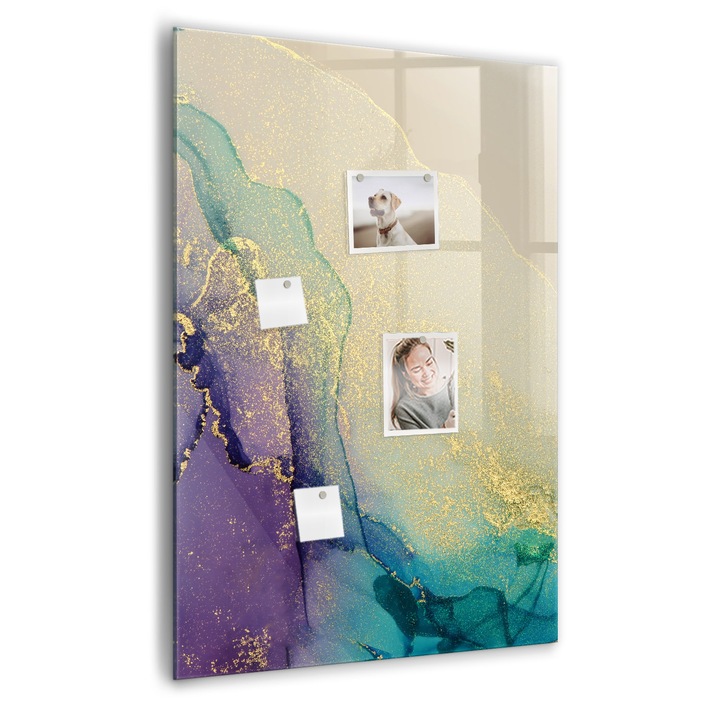 Tabla magnetica, Coloray, Marmura colorata, Verde, 70 x 100 cm, Magneti, Marker negru, 010640700080300260304