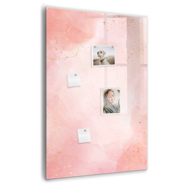 Tabla magnetica, Coloray, Marmura roz, Roz, 70 x 100 cm, Magneti, Marker negru, 010640700080300088879