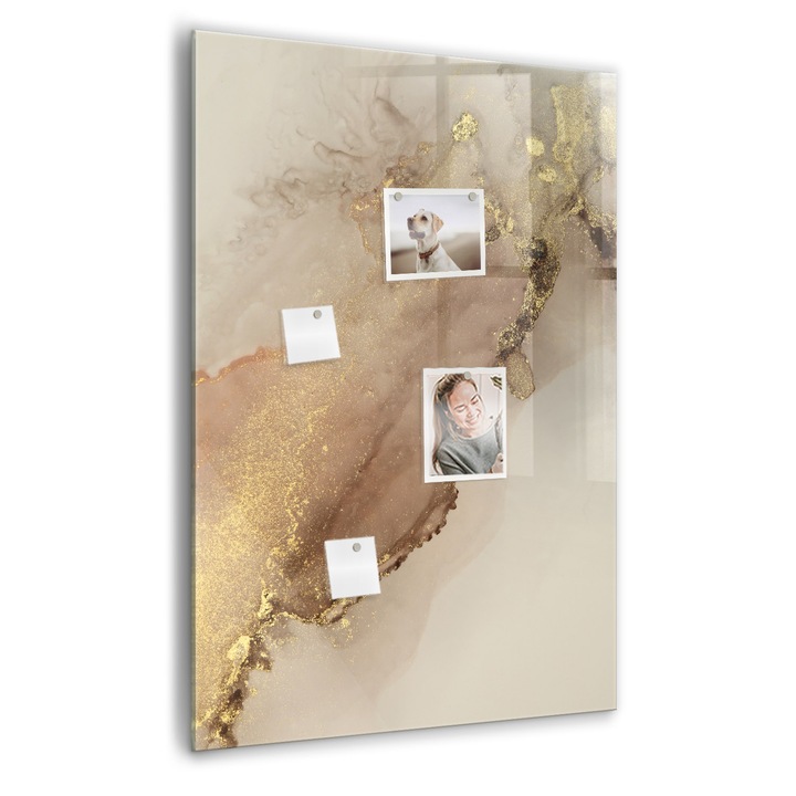 Tabla magnetica, Coloray, Marmura de sclipici, Nuante de bej, 70 x 100 cm, Magneti, Marker negru, 010640700080300088908