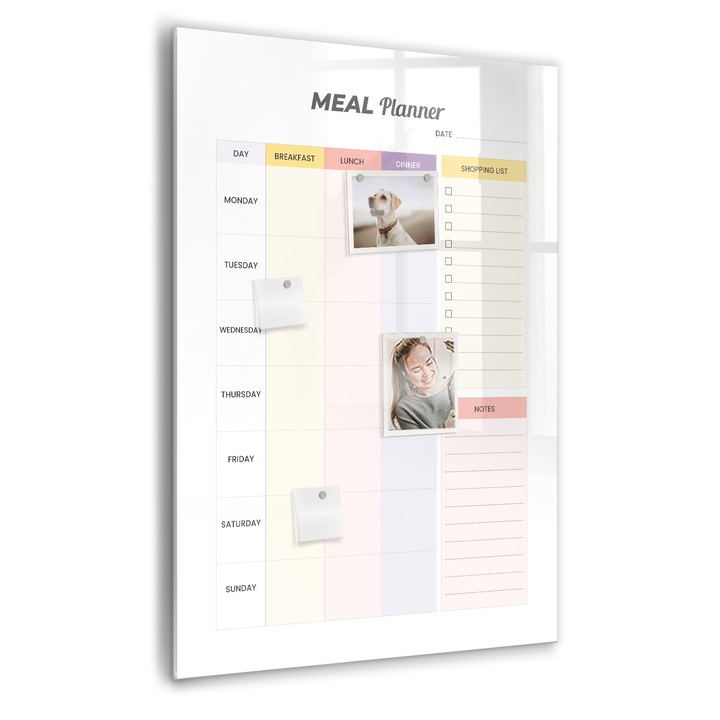 Tabla magnetica, Coloray, Planificator de mancare, Multicolor, 70 x 100 cm, Magneti, Marker negru, 010640700080300088861