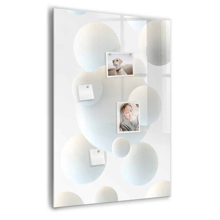 Tabla magnetica, Coloray, Abstractizarea mingii, Alb, 70 x 100 cm, Magneti, Marker negru, 010640700080300088872