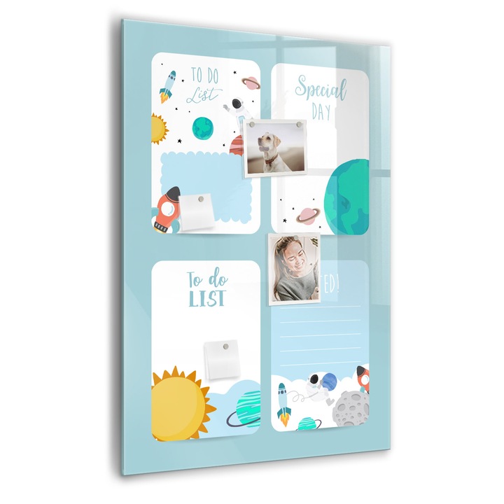 Tabla magnetica, Coloray, Planificator galactic, Albastru, 70 x 100 cm, Magneti, Marker negru, 010640700080300088865