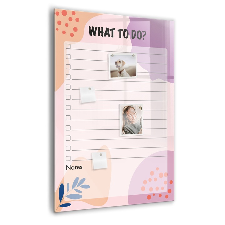 Tabla magnetica, Coloray, Ce trebuie facut, Roz, 70 x 100 cm, Magneti, Marker negru, 010640700080300260325