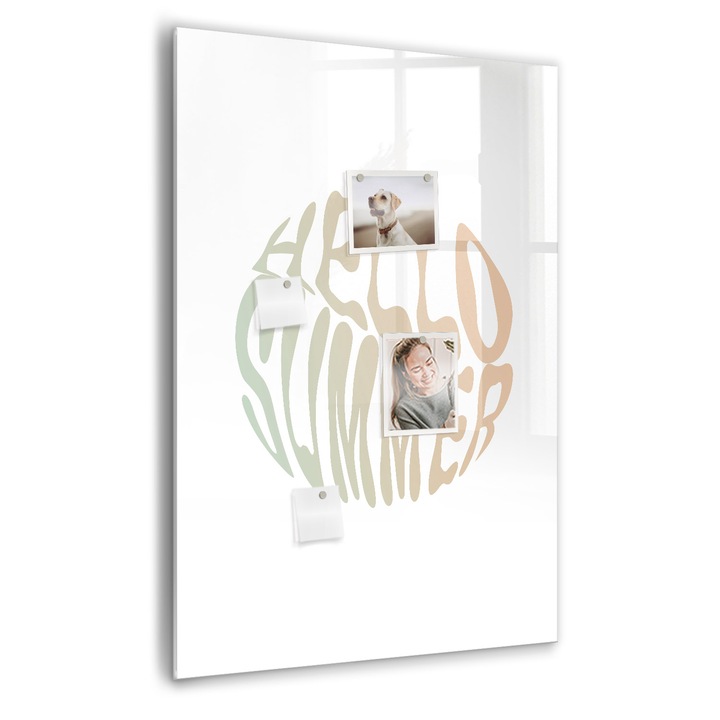 Tabla magnetica, Coloray, Inscriptie Buna vara, Multicolor, 70 x 100 cm, Magneti, Marker negru, 010640700080300088849