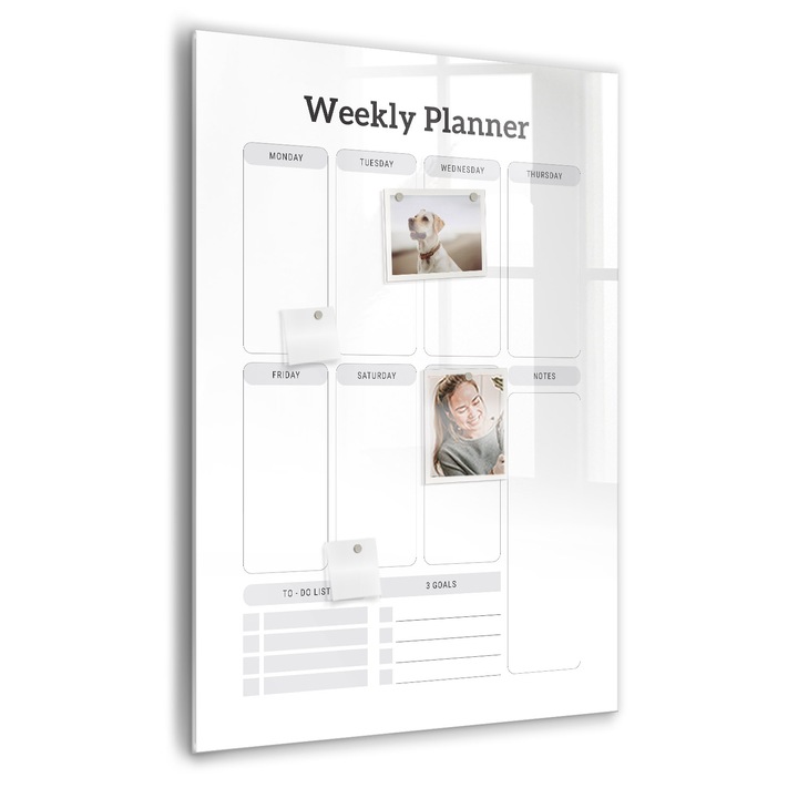 Tabla magnetica, Coloray, Planificator saptamanal, Alb, 70 x 100 cm, Magneti, Marker negru, 010640700080300088834