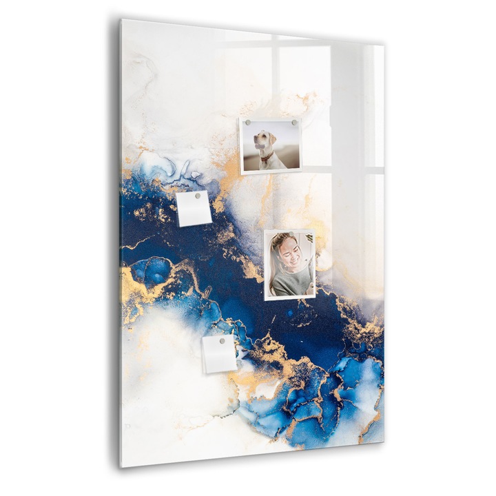 Tabla magnetica, Coloray, Abstractia de marmura, Multicolor, 70 x 100 cm, Magneti, Marker negru, 010640700080300088839