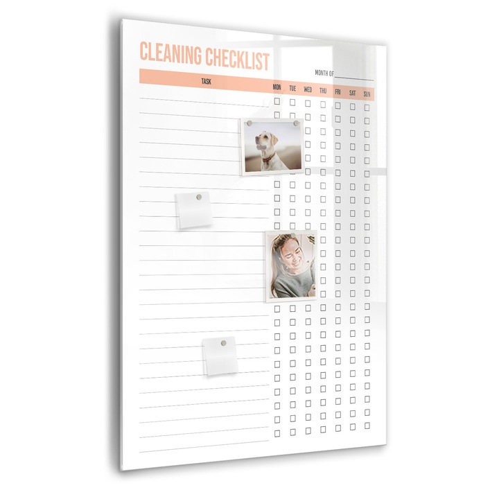 Tabla magnetica, Coloray, Planificator de curatare, Alb, 70 x 100 cm, Magneti, Marker negru, 010640700080300260319