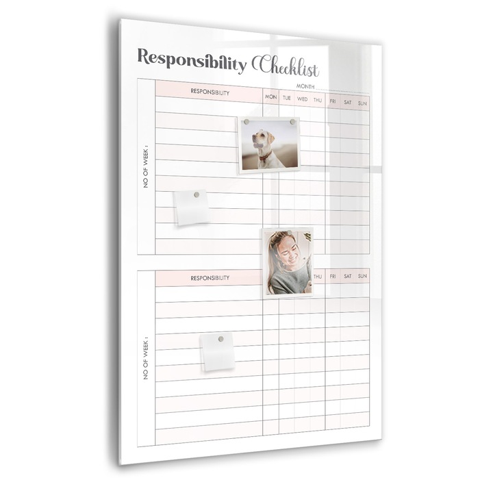 Tabla magnetica, Coloray, Lista de verificare, Roz, 70 x 100 cm, Magneti, Marker negru, 010640700080300260329