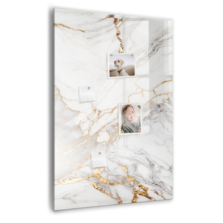 Tabla magnetica, Coloray, Marmura decorativa, Alb, 70 x 100 cm, Magneti, Marker negru, 010640700080300088820