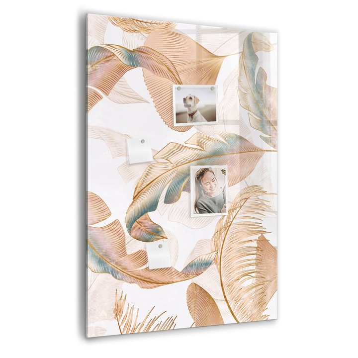 Tabla magnetica, Coloray, Model de pene de pasare, Multicolor, 70 x 100 cm, Magneti, Marker negru, 010640700080300088825