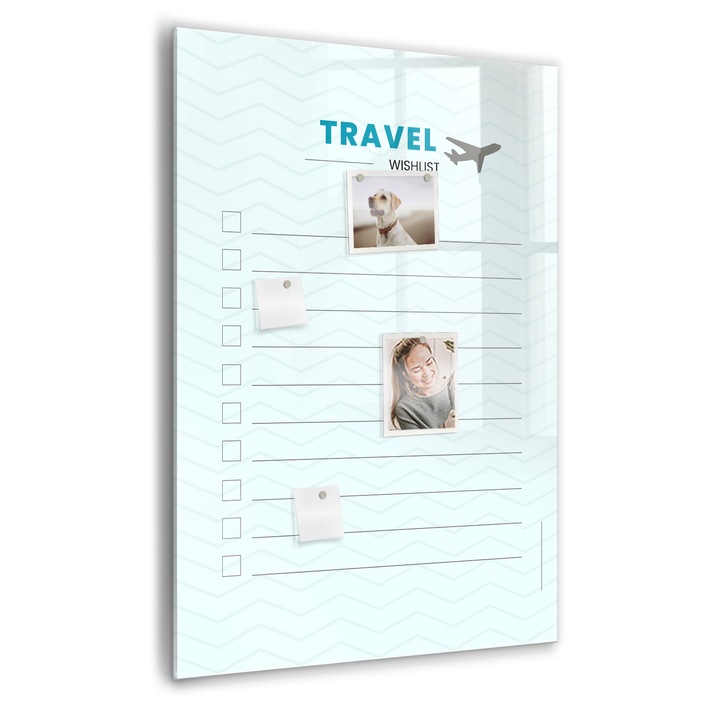 Tabla magnetica, Coloray, Planificator de calatorii, Albastru, 70 x 100 cm, Magneti, Marker negru, 010640700080300088815