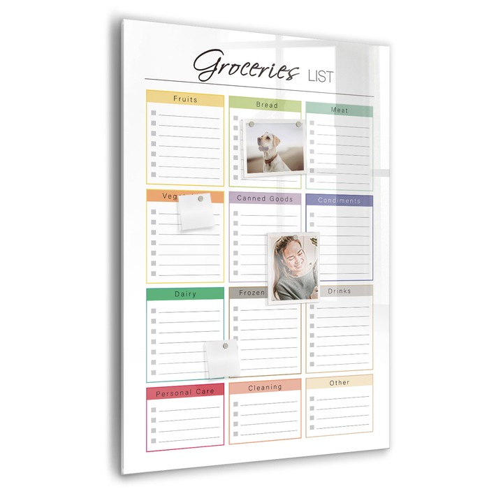 Tabla magnetica, Coloray, lista de cumparaturi, Multicolor, 70 x 100 cm, Magneti, Marker negru, 010640700080300260337