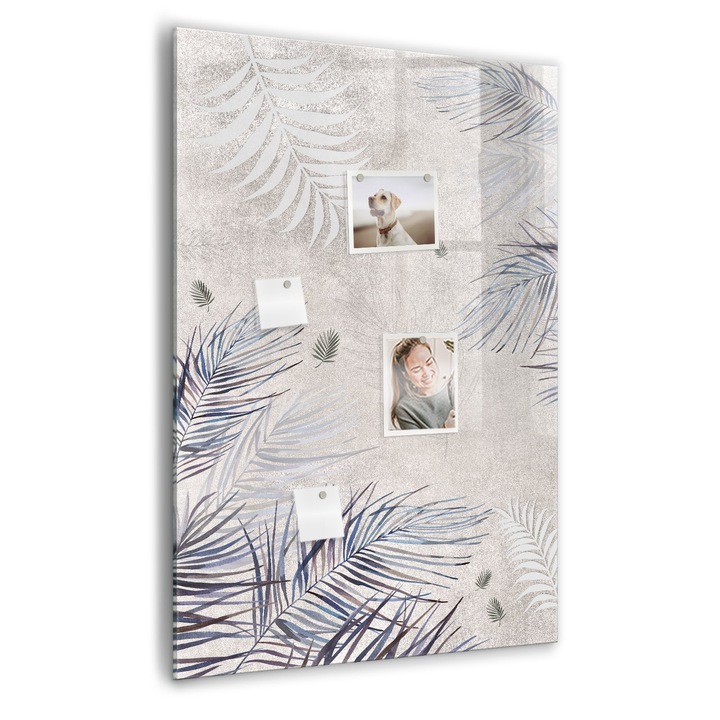 Tabla magnetica, Coloray, frunze de palmier, Gri, 70 x 100 cm, Magneti, Marker negru, 010640700080300088800