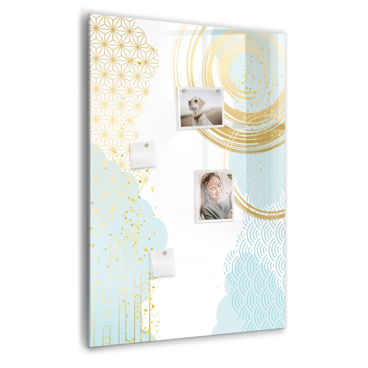 Tabla magnetica, Coloray, Abstractie decorativa, Multicolor, 70 x 100 cm, Magneti, Marker negru, 010640700080300088801