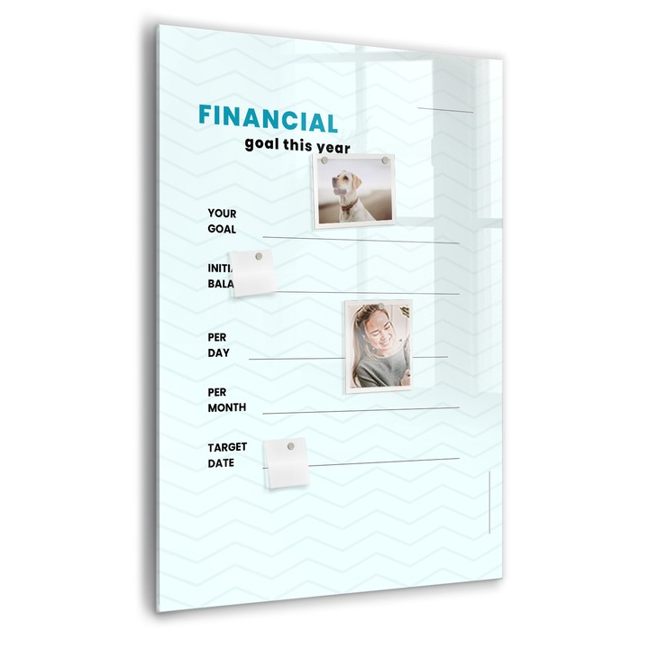 Tabla magnetica, Coloray, Planificator financiar, Albastru, 70 x 100 cm, Magneti, Marker negru, 010640700080300088813