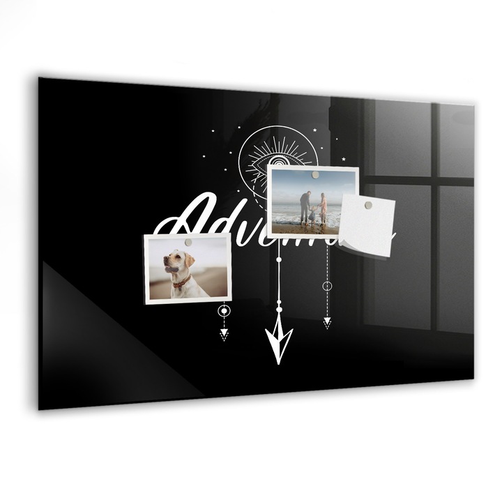 Tabla magnetica, Coloray, Aventura, Negru, 60x40 cm, Marker alb, Magneti, 010640700010400275330