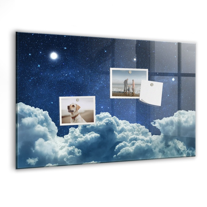 Tabla magnetica, Coloray, Cer de noapte, Albastru, 60x40 cm, Marker alb, Magneti, 010640700010400088622