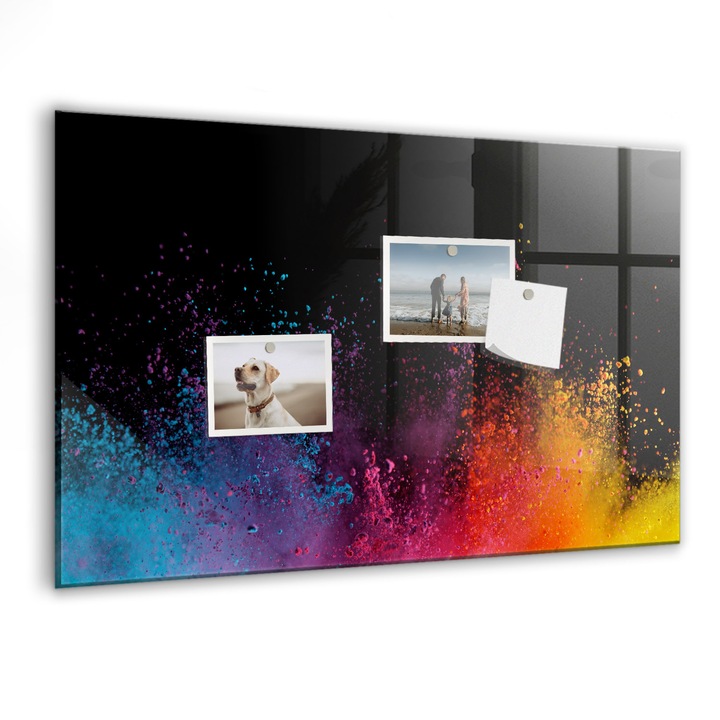 Tabla magnetica, Coloray, Explozie de culoare, Multicolor, 60x40 cm, Marker alb, Magneti, 010640700010400088540