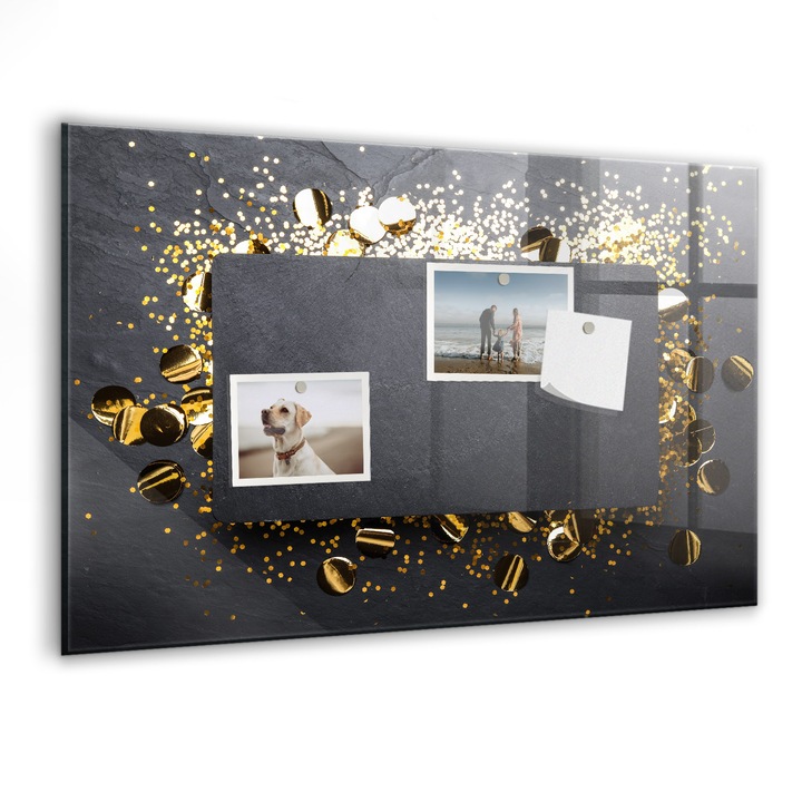 Tabla magnetica, Coloray, Confetti de Aur, Multicolor, 60x40 cm, Marker alb, Magneti, 010640700010400088500