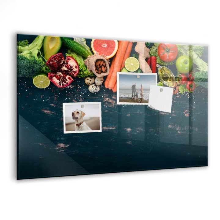 Tabla magnetica, Coloray, Legume pe masa, Multicolor, 60x40 cm, Marker alb, Magneti, 010640700010400027839