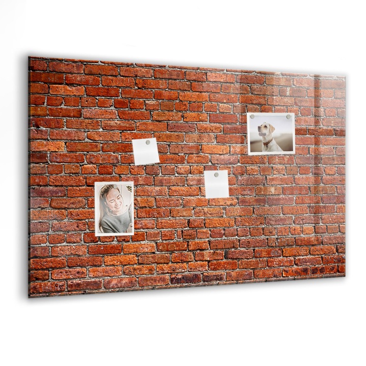 Tabla magnetica, Coloray, Zid vechi de caramida, Rosu, 90x60 cm, Marker alb, Magneti, 010640700060400001843