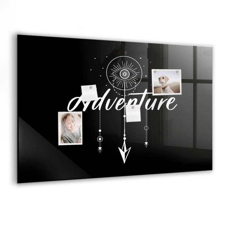 Tabla magnetica, Coloray, Aventura, Negru, 90x60 cm, Marker alb, Magneti, 010640700060400275330