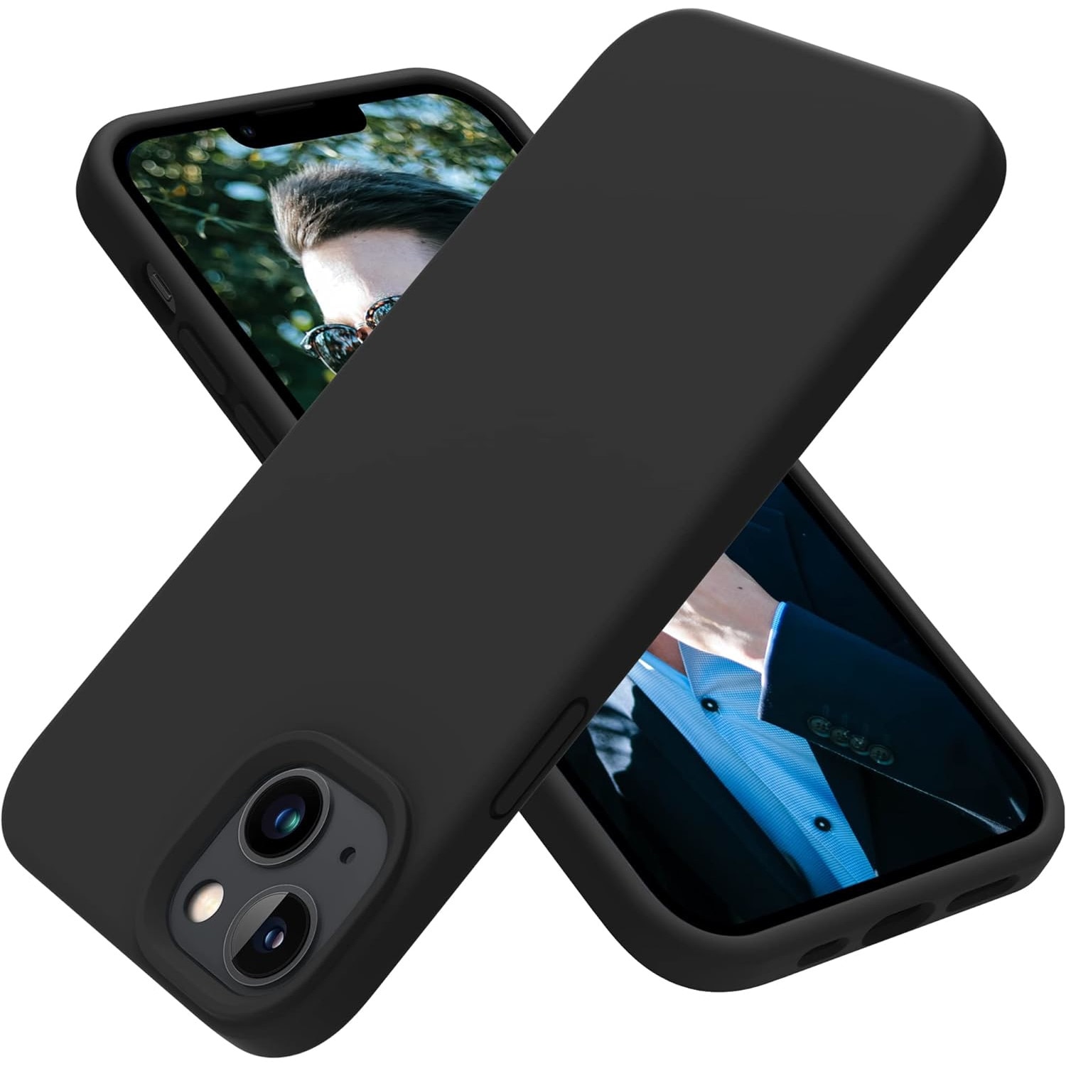 Husa Protectie +QUAL, Compatibila iPhone 14, Silicon, Microfibra in Interior, Ultra Slim, Margini Ridicate pentru Protectia Ecranului si a Camerelor, Negru