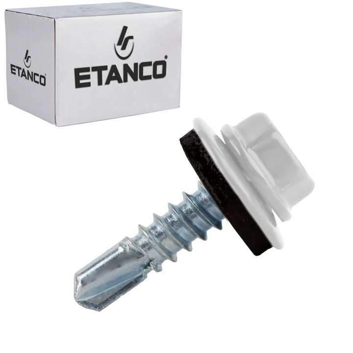 Комплект 250 самонарезни винта за метал 5mm, 5.5x19 mm, RAL 9010, Etanco GT5 Z14