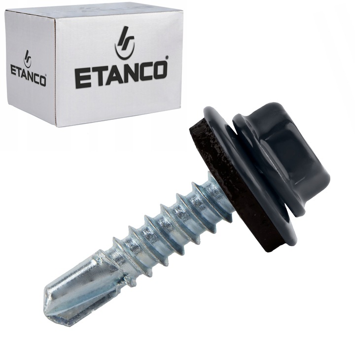 Set 250 Suruburi autoforante pentru metal 5mm, 5, 5x25 mm, RAL 7016, cu saiba, Etanco GT5 Z14