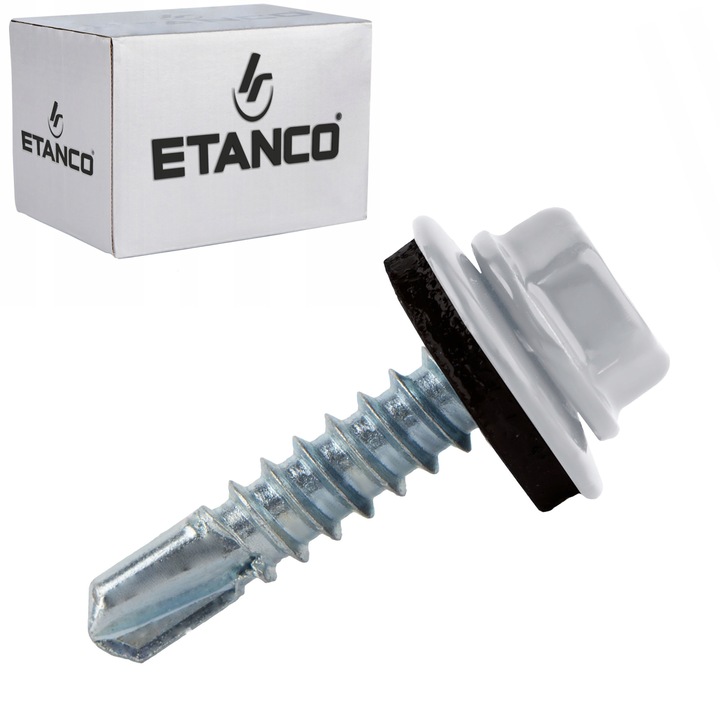 Set 250 Suruburi autoforante pentru metal 5mm, 5, 5x25 mm, RAL 9006, cu saiba, Etanco, GT5 Z14