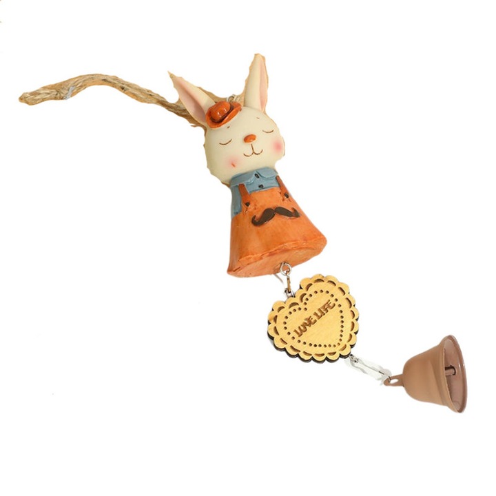 Ornament cu clopotel, Model iepuras, Cupru, Multicolor, 6.5*27*6.5cm