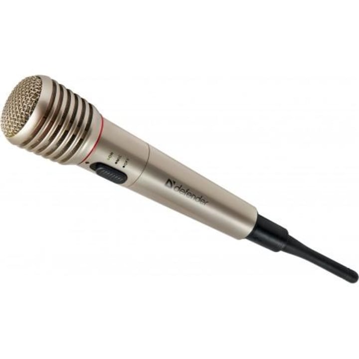 Karaoke mikrofon Defender MIC-140, hatótávolság 15m, szürke