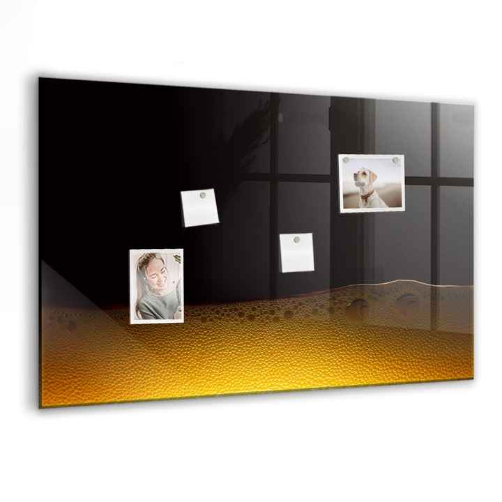 Tabla magnetica, Coloray, Suc de portocale, Galben, 90x60 cm, Marker alb, Magneti, 010640700060400028002