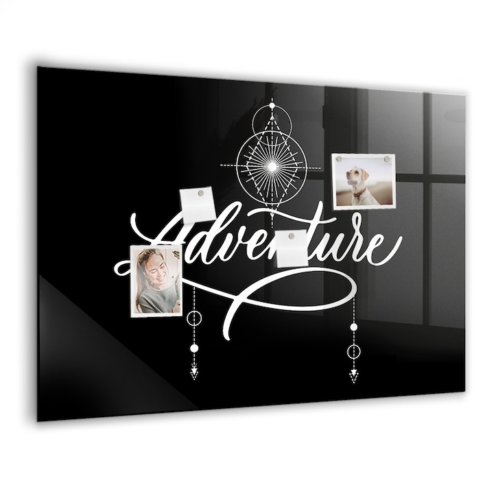 Tabla magnetica, Coloray, Aventura, Negru, 100x70 cm, Marker alb, Magneti, 010640700030400275329